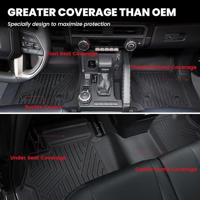 Floor Mats & Cargo Liner with Backrest Mat for Ford Explorer 2022-2025 2026 6 Passenger, Custom Fit All Weather Protector TPE Easy Clean Floor Liners, Car Mats for Explorer Accessories, Black