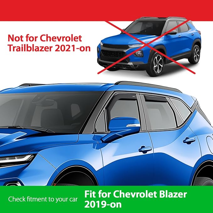 Goodyear Shatterproof in-Channel Window Deflectors for Chevrolet (Chevy) Blazer 2019-2026, Rain Guards, Window Visors for Cars, Vent Deflector, Car Accessories, 4 pcs - GY009000