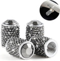 Car Wheel Tire Valve Caps, 4 PCS Bling Tire Valve Caps, Crystal Tire Caps Shinny Rhinestone for Women, Universal Car Dustproof Tire Valve Caps for Cars, Trucks, SUV and Motorcycles (Gray)