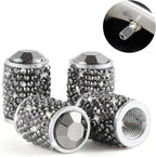 Car Wheel Tire Valve Caps, 4 PCS Bling Tire Valve Caps, Crystal Tire Caps Shinny Rhinestone for Women, Universal Car Dustproof Tire Valve Caps for Cars, Trucks, SUV and Motorcycles (Gray)