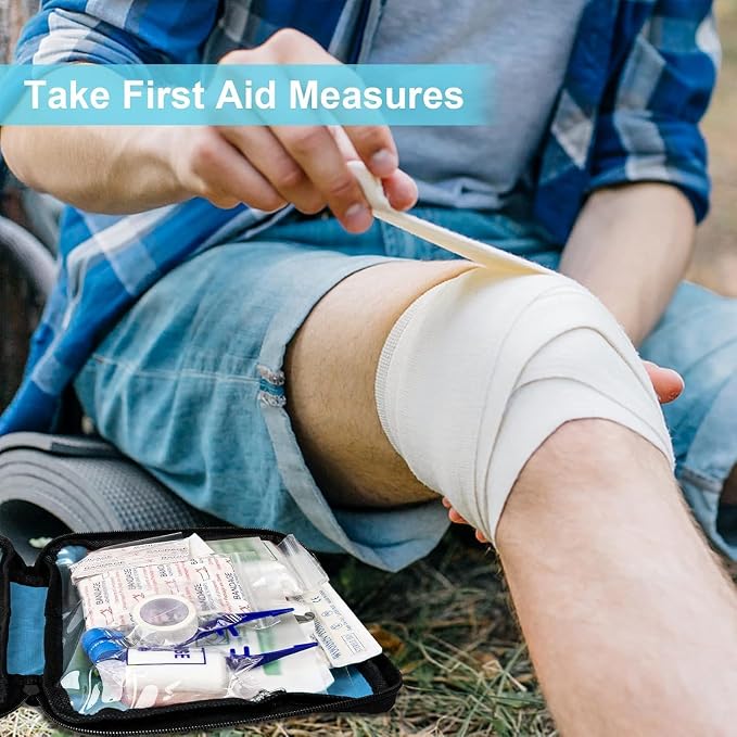 Home Car First Aid Kit Refill Supplies for Business 300Pcs Emergency Kits Urgent Essential for Workpalce Outing Skating Waterproof First Aid Blue Bag for Backpacking