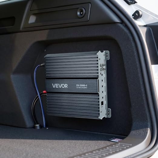1200W RMS Class D Monoblock Amp, 1/2/4 Ohm Stable with Remote Subwoofer Level Control, Bass Boost & Phase Shift - Mono Car Amplifier for Subwoofer