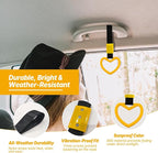 2 Pcs Heart Shaped Car Handle Strap – Drift Charm Rear Bumper Warning Ring Decor for Car Interior Exterior, Subway Bus Handle Accessory, Cute Heart Car Decor Gift for Women & Men (Yellow)