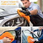30 Pcs 16 x 16 Inch Edgeless Microfiber Plush Towels for Cars Detailing Drying Wash Polishing Absorbent Cleaning Cloths, 500 GSM (Orange)