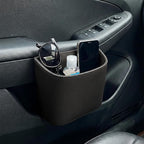 Leather Car Trash Can, Clip on Small Car Garbage Can, Waterproof Leakproof Back Seat Trash Bin, Multifunctional Vehicle Storage Organizer for Trucks, SUVs (Black)