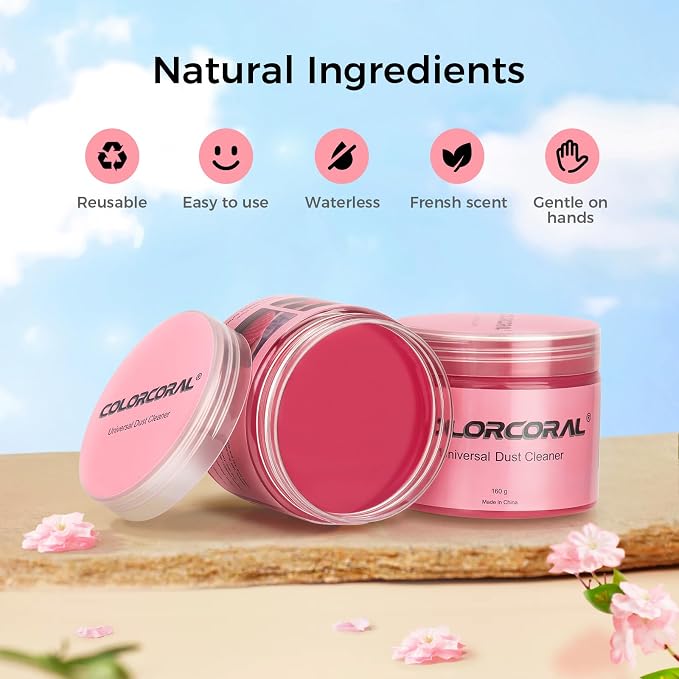 Cleaning Gel for Car Universal Gel Cleaner Auto Detailing Car Vent Keyboard Cleaning Putty Car Interior Cleaner Dashboard Dust Remover Putty Auto Duster Cleaning Kit 160G - Rose Red