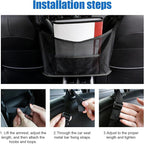 2 PCS Car Net Pocket Handbag Holder, Organizer Mesh Bag Between Two Seat, Driver Storage Netting Pouch for Handbag Purse, Barrier of Backseat Pet, Car Accessories for Women Men (Black)