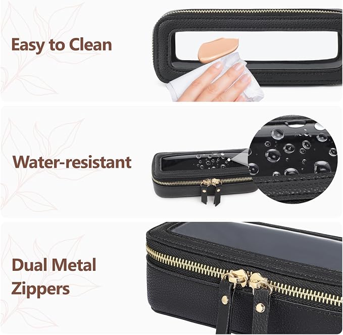 Clear Makeup Bag - TSA Approved Toiletry Bag for Carry-on & Checked Luggage, Water Resistant Car Storage Organizer with Reinforced Seams