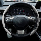 2pcs Carbon Fiber Anti-Skid Steering Wheel Cover, Waterproof & Segmented Butterfly Design, Universal 99% Vehicle Wheel Cover Protector, Car Interior Accessories (White-2pcs)