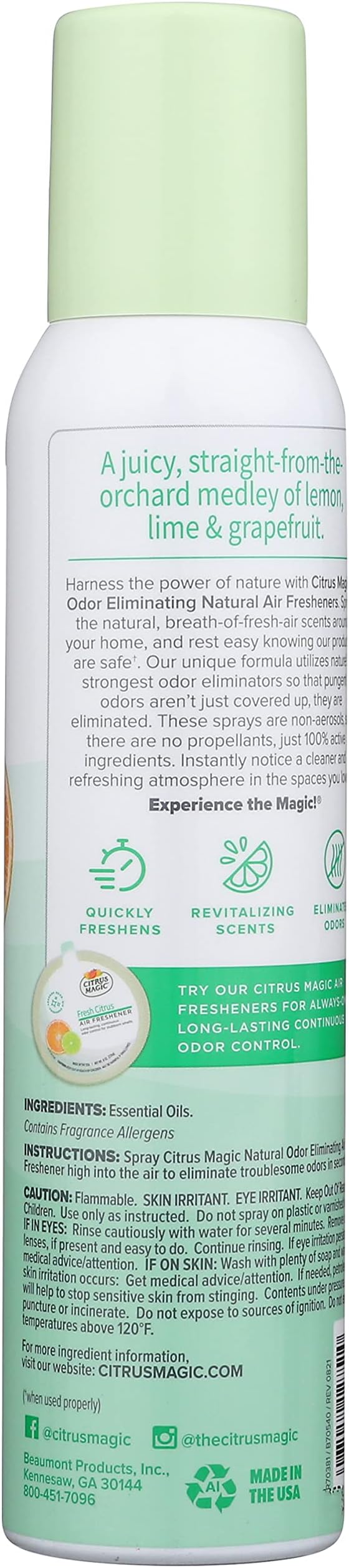 Freshener Odor Eliminating Air Freshener Spray, 3 Ounce (Pack of 3), Fresh Citrus, 3 Count