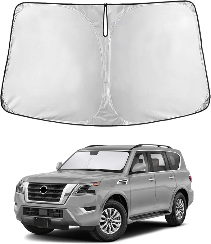 Windshield Sunshade Compatible for Nissan Armada 2017-2022 2023 2024, Sun Visor for Front Windshield & Window Sun Shade Cover, UV Heat Blocker & Protector, Car Accessories
