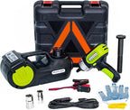 Electric Car Jack Kit 5Ton 12V Hydraulic (Lifting Range: 6.1-20.86 inch) with Impact Wrench & Inflator for Car SUV Sedan MPV with LCD & Tire Pressure Display