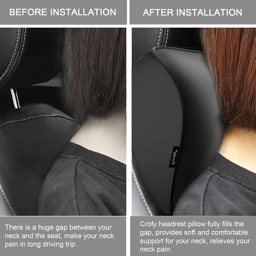 Car Neck Pillow (2-Pack) — Memory Foam Headrest Cushions