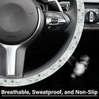 Leaf Steering Wheel Cover, Cute Print Steering Wheel Cover Protector, Ultra Thin Breathable Non-Slip, Car Accessories for Women, for Steering Wheel with a Diameter of 14.5"-15"
