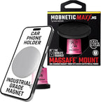 MobNetic Maxx MS - MagSafe Compatible Car Phone Mount w/ 90º Tilt, 360º Rotation & Durable Aluminum Build, Magnetic Holder for iPhone & Android Devices, USA Assembled - Pink