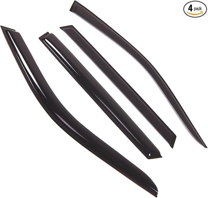 Outside Mount Window Vent Visors Rain Guards Compatible with BMW X5 2007-2013 | Side Window Wind Deflectors Rain Shields | Black Tinted, 4 Pcs Set, BGWV-519