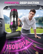 Handheld Car Vacuum Cleaner Cordless, 15000PA Powerful Mini Car Vacuum, 4-in-1 Air Duster & Blower, Portable Hand Held Vacuum Cordless Rechargeable with LED Light & Multi Nozzles for Car, Home