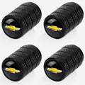 4pcs Tire Valve Stem Caps, Compatible with Chevrolet Chevy Series Stem Cap Universal Car Air Cover Car Accessories for Cars, SUV, Truck, Motorcycles （Black）