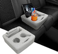 Sun Walker Back Seat Cup Holder for Car, Waterproof Rear Seat Organizer Expander Tray to Store Phone Drink Snack, Universal Leather Cup Holder Pillow for Truck RV Boat Sofa Bed (Gray)