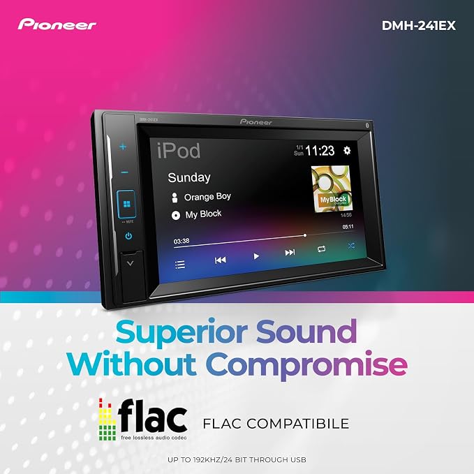 DMH-241EX 6.2" Resistive Touchscreen, Double Din – Bluetooth, Backup Camera, AM/FM Radio, USB, FLAC Playback, Short Chassis, 13-Band EQ, 50W x 4 Output
