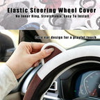 Steering Wheel Cover with Ears Keychain Fit 14-15 inch White Brown | Cute Car Steering Wheel Covers for Women Girls Elastic Breathable Steering Wheel Protector Accessories Universal Size
