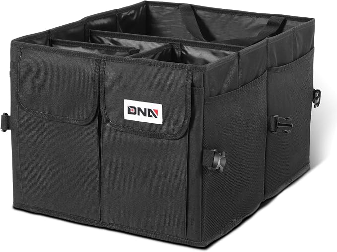 Trunk Organizer for Car, 60L Large Capacity Foldable Trunk Organizer, Multi Compartment Car Trunk Organizer for Women Men, Black, TOOLS-00419
