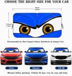 Car Windshield Sun Shade, Universal Fit Compact Sedan SUV, Monster Blue | 59 x 27.5" Car Sun Visor, Foldable Front Window Sunshade, UV Heat Protection, Cute Eyes Series