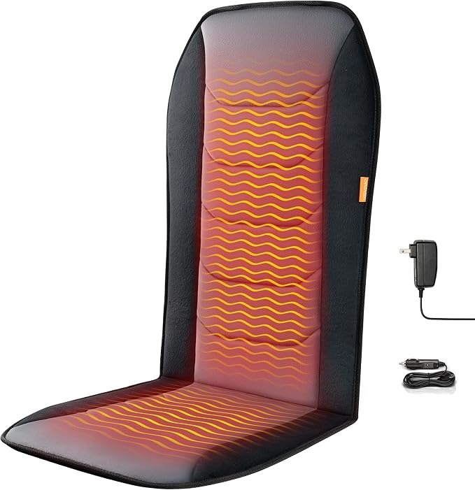 Heated Seat Cover with Fast Heat & Plush Fabric | Longer Size and Expanded Heating Area to Relieve Fatigue for Office & Home