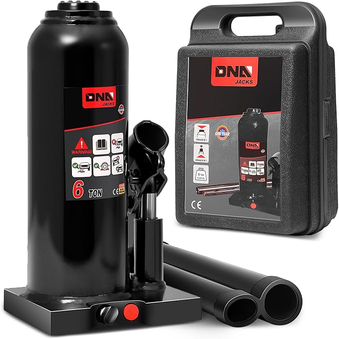 6 Tons / 12000 lbs Lifting Automotive Welded Hydraulic Bottle Jack for Car SUV Pickup Truck, Auto Repair, with Manual Handle & Carrying Storage Case, Black
