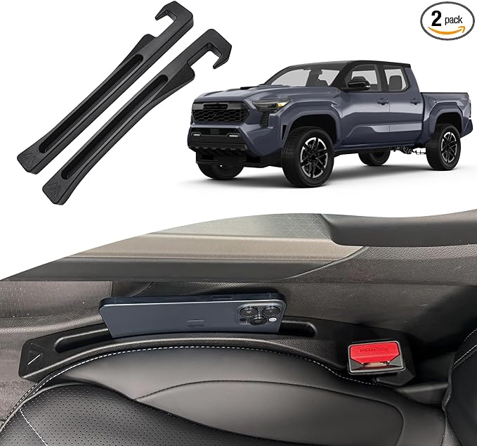 Toyota Tacoma Seat Gap Filler, Car Seat Gap Filler Organizer For Tacoma 1995-2026 Stop Things from Dropping Customized Interior Accessories for Toyota Black, 2 Pack