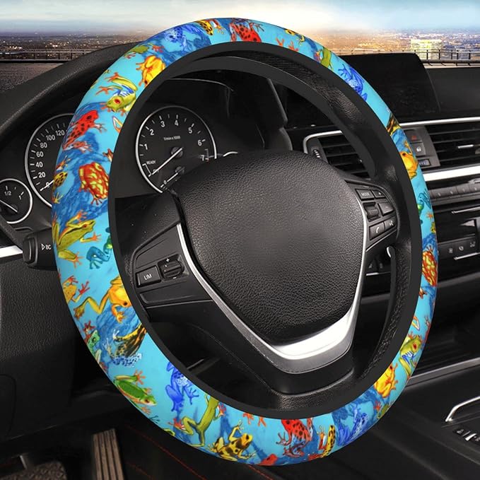 Frog Steering Wheel Cover Non-Slip Auto Steering Wheel Protector Car Accessories Universal Fit 15 Inches for Men Women