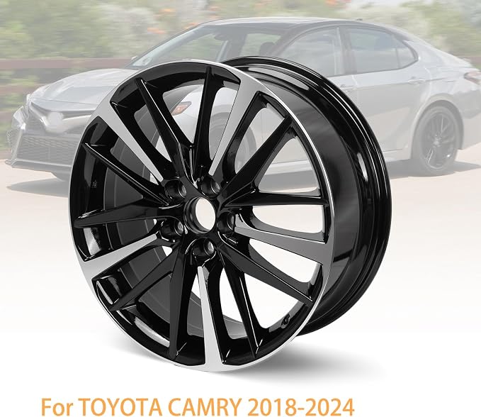 New 19x8" 19 Inch Aluminum Alloy Wheel Rim for Toyota Camry 2018-2022, OEM Design, Alloy Replacement Wheel, Super Duty Car Rims Replacement | Direct Fit - OE Stock Specs, Gloss Black
