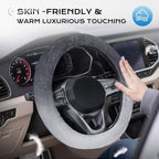 Coverado Steering Wheel Cover, Anti-Slip Fluffy Car Steering Wheel Cover for Winter Warm, Universal 14-15 inch, Soft Plush, No Odor, Luxurious Decoration for Women Men, Gradient Gray
