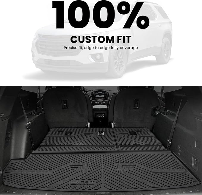 Trunk Mat with Backrest Mat for Chevrolet Chevy Traverse 2018-2023/Traverse Limited 2024, All Weather TPE Custom Fit Cargo Mat Trunk Liner with Backrest Mat, Black