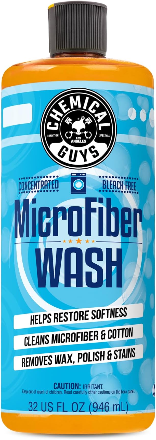 Microfiber Wash Detergent, Concentrated, Fresh Citrus, 32 oz | Microfiber-safe concentrate for towels, mitts, and pads; lifts dirt, grease, and wax, restores softness, no softener needed