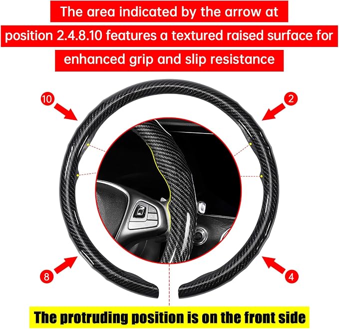 Car Steering Wheel Cover - Integrated Carbon Fiber Pattern Protective Sleeve with Hub Cap Anti-Slip Design - Fits 99% of Models Suitable for 14-16 Inch Sedans, SUVs, and Trucks Interior Accessories