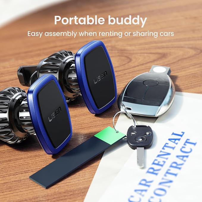 2 Pack Magnetic Phone Holder for Car Magnet for Phone Car Mount Vent 6 Military Magnets Vent Cell Phone Holder Mount for Car Plate Fit All, Gifts for Women Men, Car Accessories (Blue)