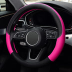 Steering Wheel Cover, Universal Fit 15 Inch Microfiber Leather Car Wheel Protector, Anti-Slip, Pink