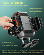 Anti-Theft Phone Mount Holder with Vibration Dampener, 1s Locking | Don't Block Camera, with Aluminum Round Base & Medium Arm, for Car Boat Truck Motorcycle UTV, Fit 5.4-7.2'' Smartphones