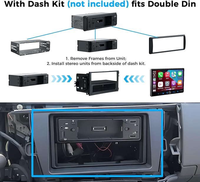 Single Din Car Stereo Wireless Apple Carplay Android Auto Radio, 10.1" Car Play Touch Screen, Bluetooth 5.3 Car Audio Receiver, 4.2 Channel 240W, Subwoofers, Backup Camera, Navigation, FM/AM, SWC