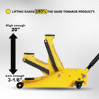 3 Ton Hydraulic Floor Jack Dual Pump for Quickly Car Lift, Low Profile Service Jack, 6600 lb Capacity