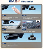 4K 360° Dash Cam 4-Channel Front/Rear/Inside/Side Car Dash Camera with WiFi, APP Control, Built-in GPS,128GB SD Card Included, 8 IR Night Vision, G-Sensor, 24/7 Parking Mode