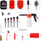 Car Wash Kit with Foam Gun, Car Cleaning, Car Wash Detailing Kit | Car Washing Kit High-Pressure Foam Spray, Microfiber, Wheel and Tire Deep Brush Cleaning, Ideal for Home Car Detailing