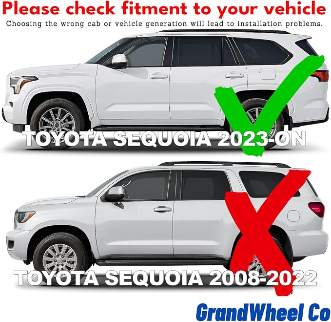 GrandWheel Window Deflectors Smoke Tinted in-Channel Side Window Vent Visor Deflectors Rain Guards Compatible with Sequoia 2023-2026 - 4pcs. GW0933
