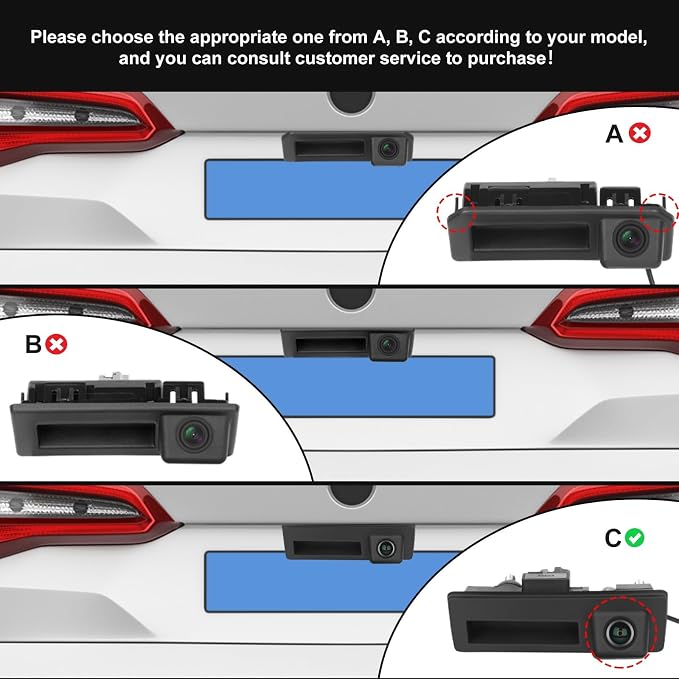 170° Car Handle Backup Camera HD Waterproof Rear View Camera Night Vision Reverse Parking Assistance for Audi A3 S3 S5 A4L A6L Q3 Q5 Q7 for VW Tiguan Passat Touareg Lavida Sagitar
