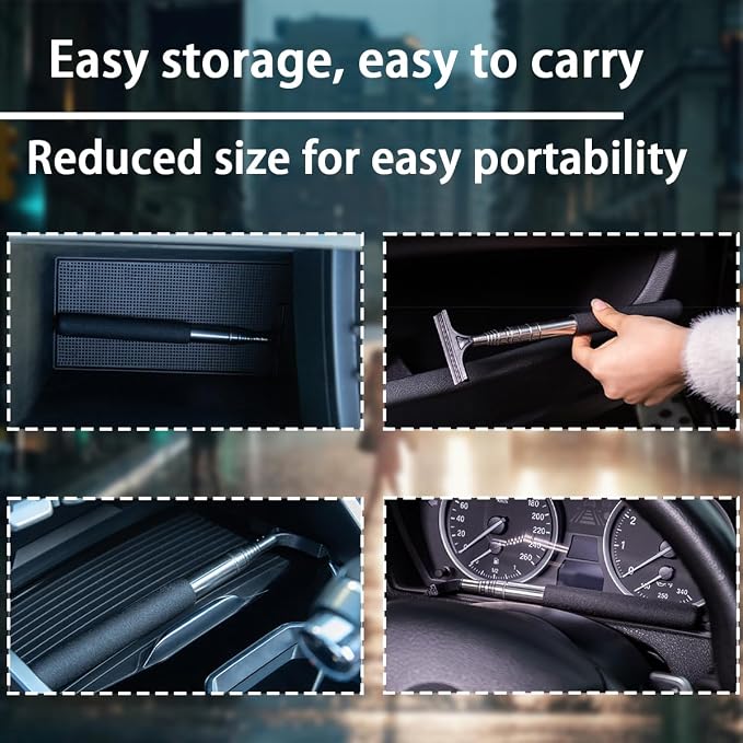 Car Rearview Mirror Wiper, Retractable Auto Glass Squeegee, Water Cleaner with Telescopic Long Rod, Portable Cleaning Tool for All Vehicles, Universal Automotive Accessories (Grey)