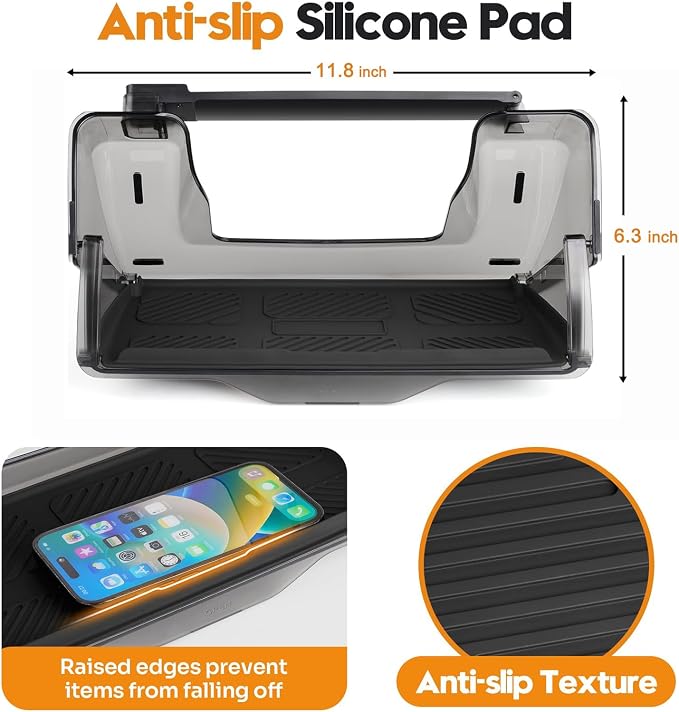 Hidden Under Screen Storage Box for 2016-2026 Tesla Model Y/Model 3 Accessories,One‐Click Open & Silent Damping Slides Center Console Organizer (Fit New Model Y Juniper/Model 3 Highland)
