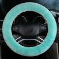 Fluffy Steering Wheel Cover for Women Fuzzy Steering Wheel Cover Winter Warm Faux Wool Plush Car Wheel Cover Furry Steering Wheel Protector Universal Fit 15 Inch (Green)