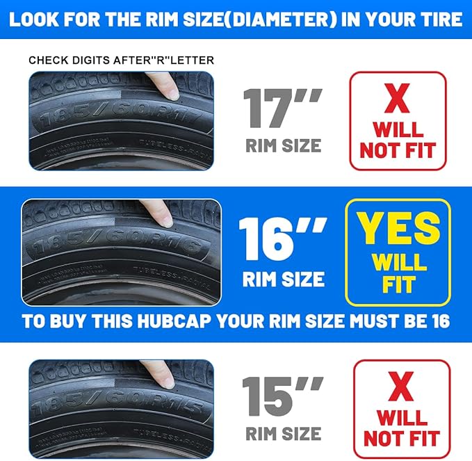 4-Pack 16 Inches Wheel Rim Cover Hubcaps,Redesign Fashion Style Replacement Hubcaps,Car Truck SUV Hub Accessories, Blue&Black
