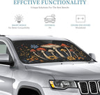 Windshield Sun Shade Boho Mushroom Flower Vintage Car Front Window Sunshade Cover for Truck SUV Blocks UV Rays Automotive Visor Interior Protector 55 x 30 inch